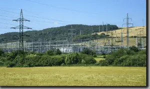 transmission powerline and substation